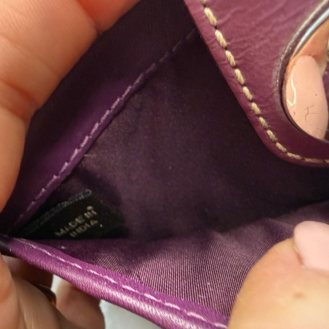 y2k COACH Purple Turnlock Signature Canvas Wallet