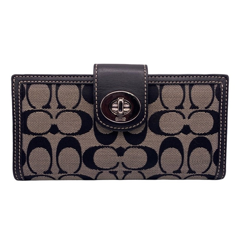 COACH Black Signature Turnlock Wallet