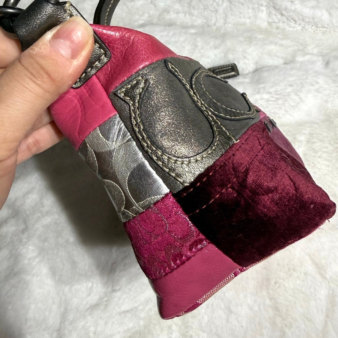 y2k Coach Vintage Pink Patchwork Demi Baguette Shoulder Bag Small Mini Purse
