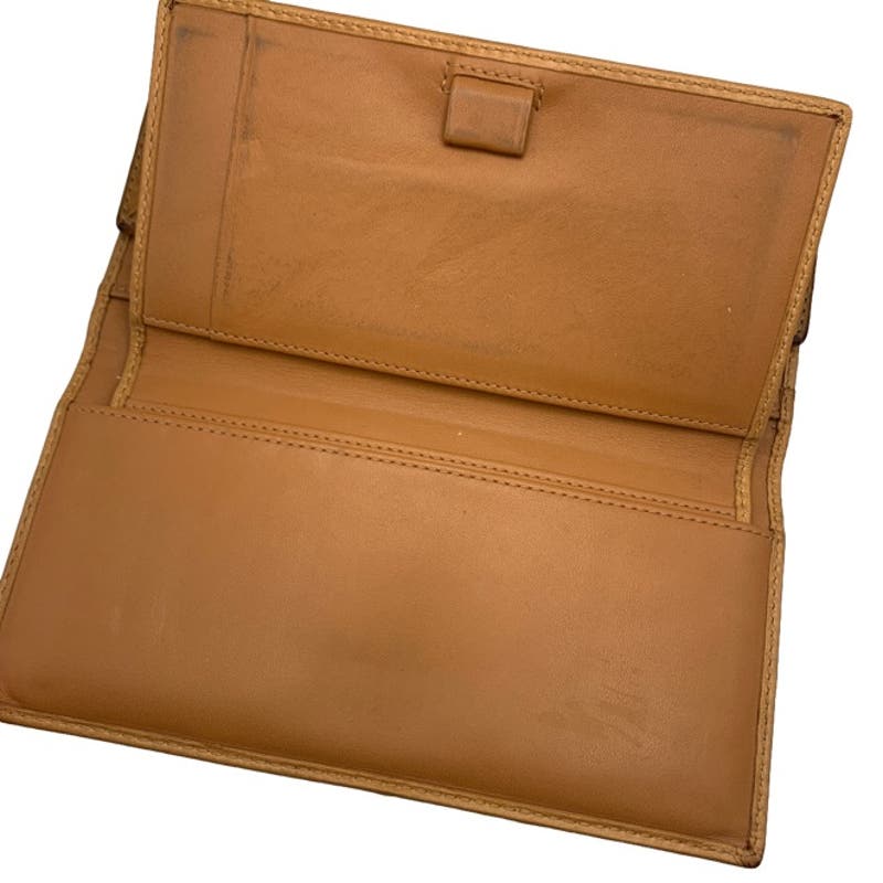 COACH Brown Leather Canvas Wallet with Checkbook Holder