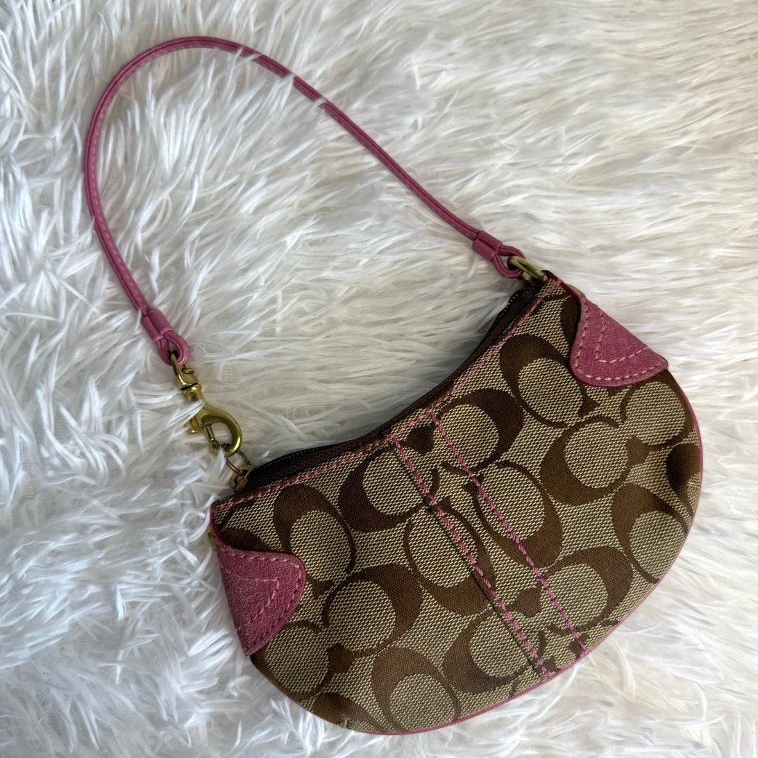 y2k COACH Pink Brown Signature Wristlet