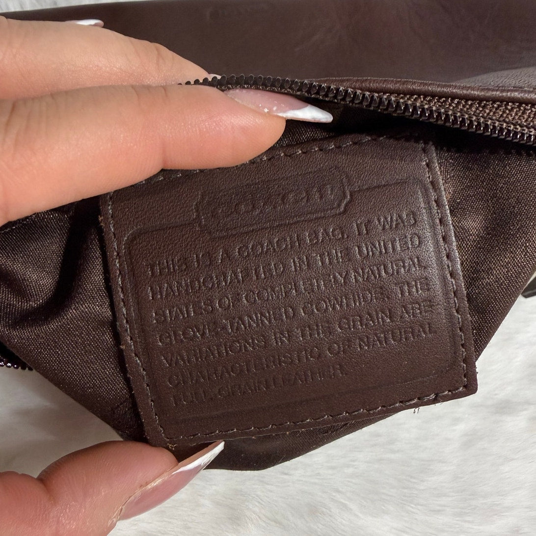 VINTAGE COACH MAHOGANY BROWN LEATHER FLAT SMALL COSMETIC BAG CASE POUCH 6990