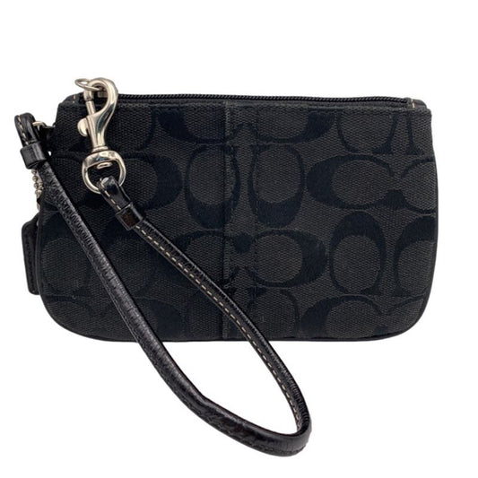 COACH Black Signature Canvas Wristlet