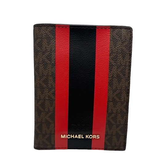 NWT MICHAEL KORS Signature Strip Jet Set Passport / Card Holder