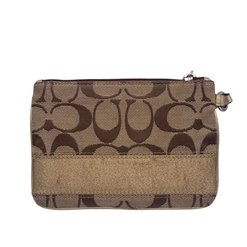 COACH Gold Brown Signature Canvas  Wristlet