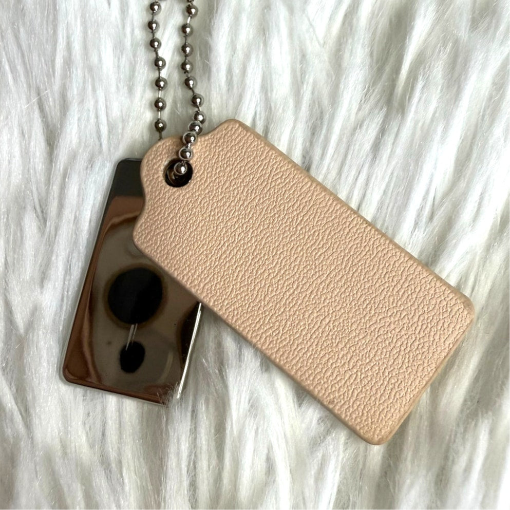 1.5" COACH Cream Silver Hang Tag Key Fob Bag Charm Set