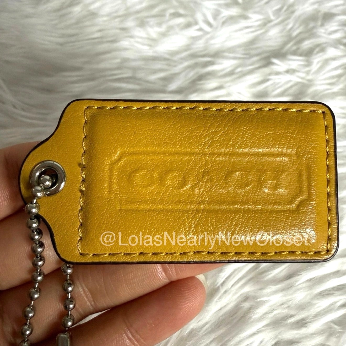 3" Coach Fob Mustard Yellow Bag Charm Hang tag Hangtag