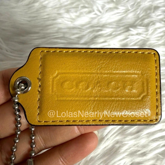 3" Coach Fob Mustard Yellow Bag Charm Hang tag Hangtag