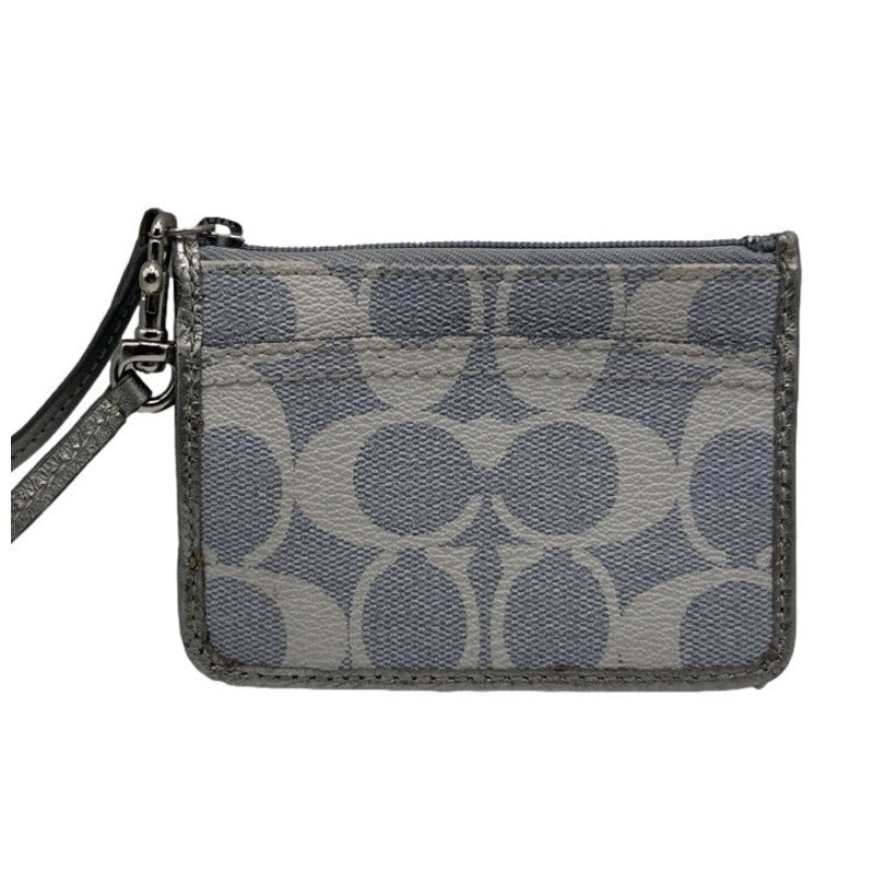 SALE COACH Gray Coated Canvas Card Holder Wallet Wristlet