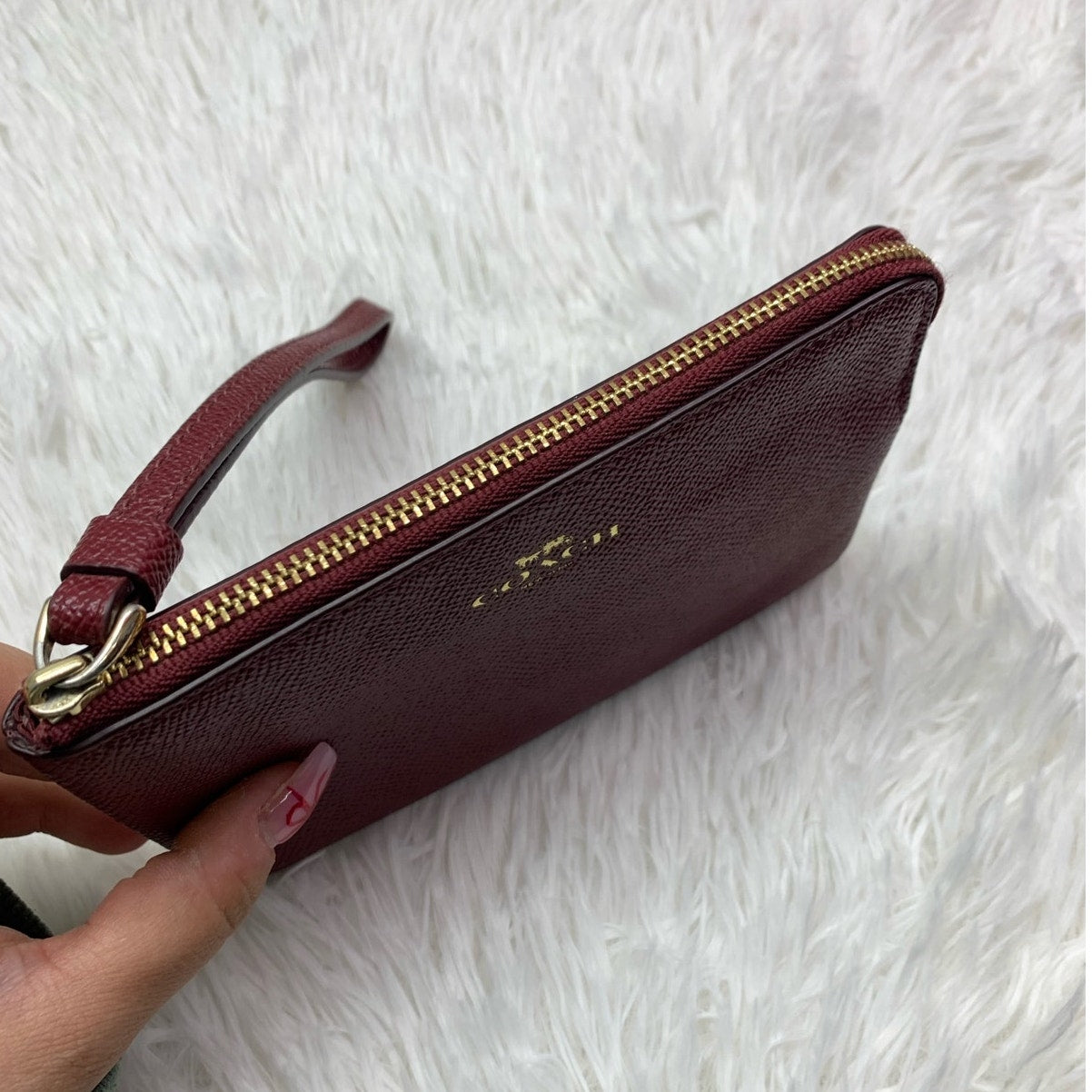 COACH Burgundy Wristlet