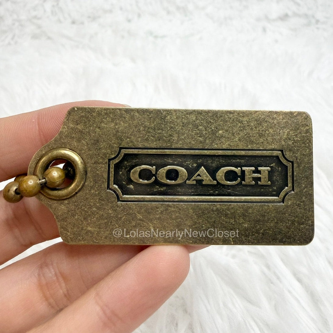 2.5" Vintage COACH Metal Brass Fob Bag Charm Hang tag Hangtag