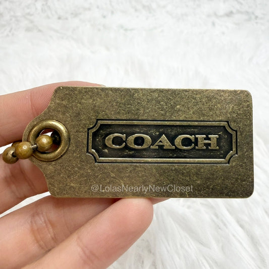 2.5" Vintage COACH Metal Brass Fob Bag Charm Hang tag Hangtag