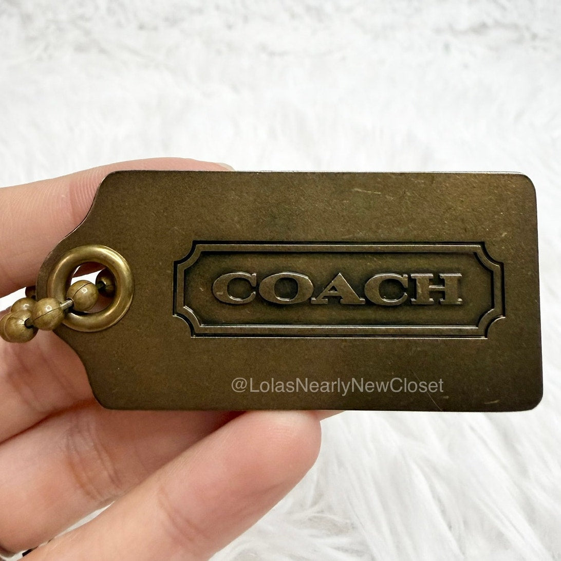 2.5" Vintage COACH Metal Brass Fob Bag Charm Hang tag Hangtag