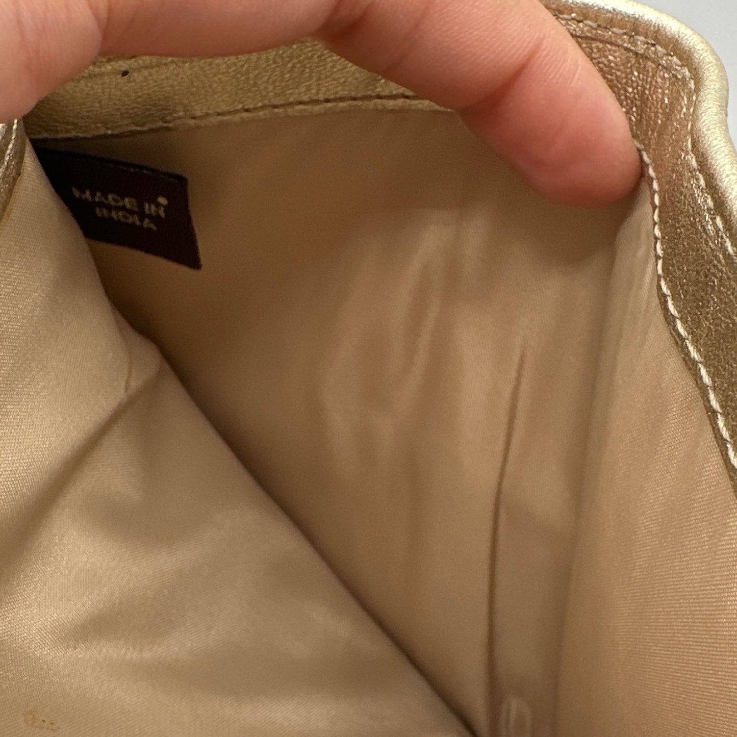 COACH Gold and off white Trifold Wallet