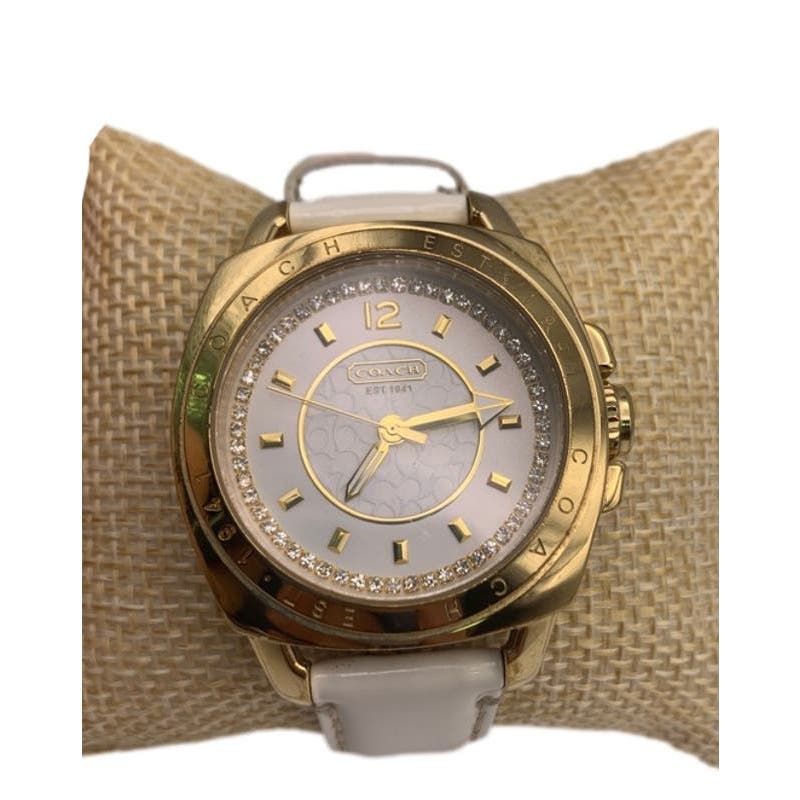 COACH Boyfriend Gold-tone Patent Leather Ladies Wristlet Watch