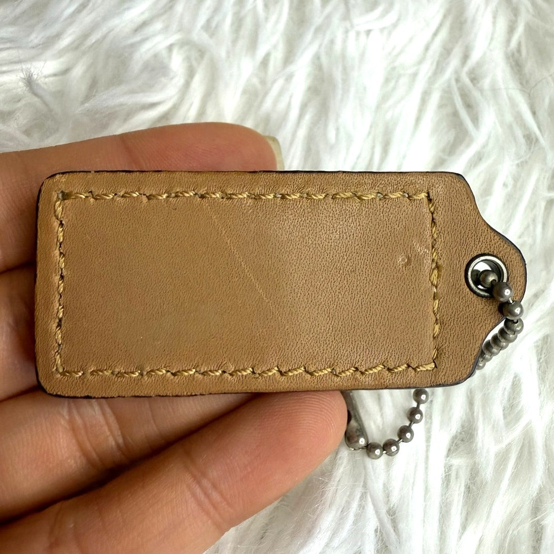 2" COACH Blue Brown Fob Bag Charm Hang tag Hangtag