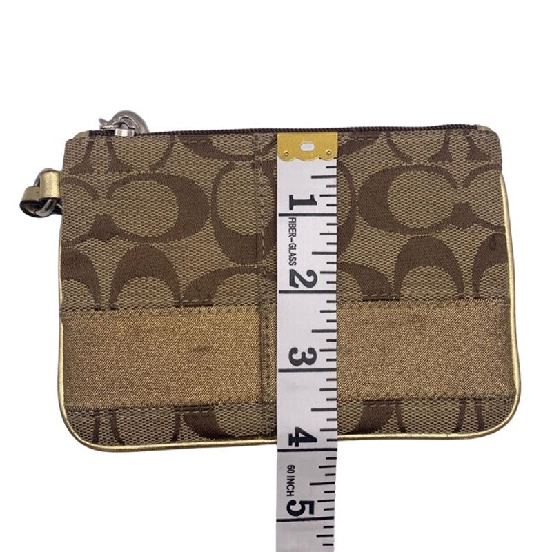 COACH Gold Brown Signature Canvas  Wristlet