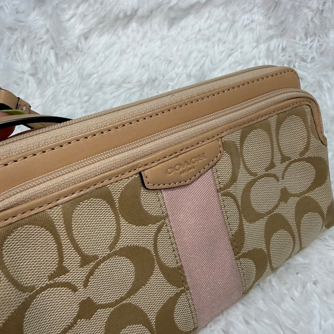 COACH Tan Signature Canvas Wristlet  Wallet