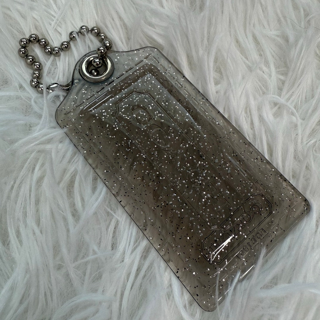 3” COACH Poppy Clear Gray Fob Bag Charm Hang tag Hangtag
