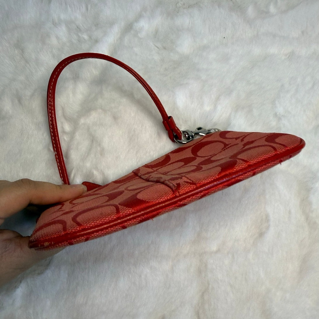 y2k COACH Red Signature Canvas Wristlet