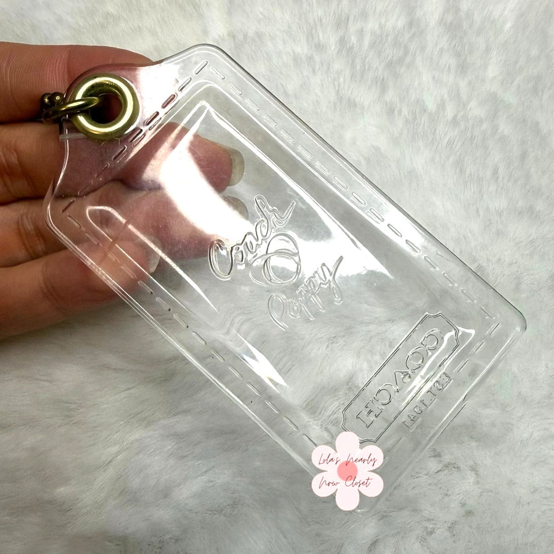 3" COACH Poppy Clear Signature Fob Bag Charm Hang tag Hangtag