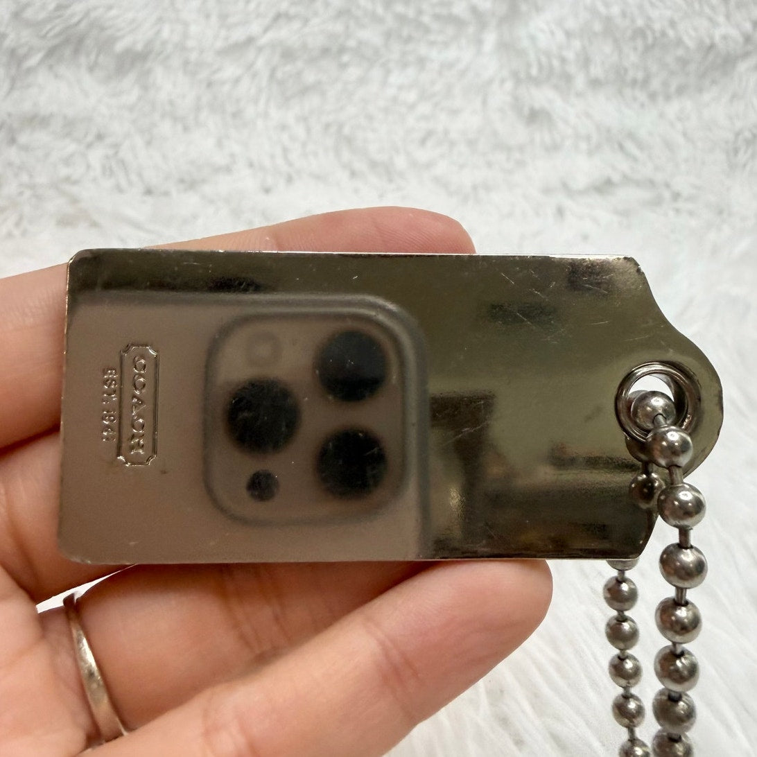 2.5" COACH Metal Silver Fob Bag Charm Hang tag Hangtag