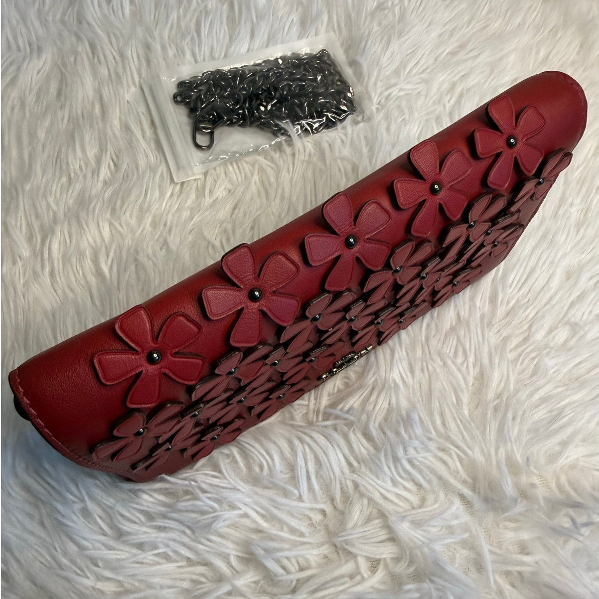 COACH Foldover Chain Clutch with Floral Applique Crossbody