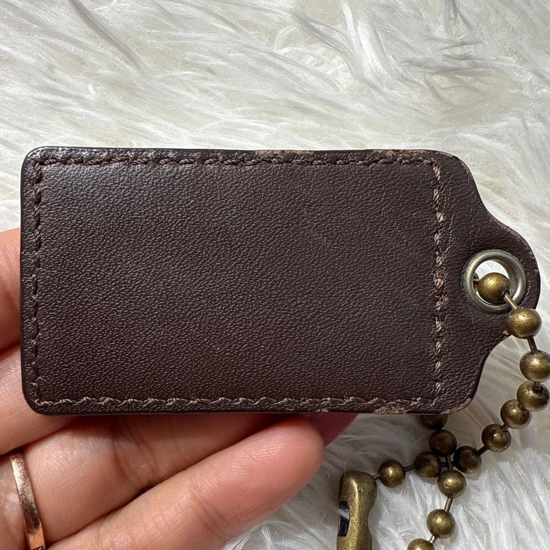 2.5" COACH Brown Fob Bag Charm Hang tag Hangtag