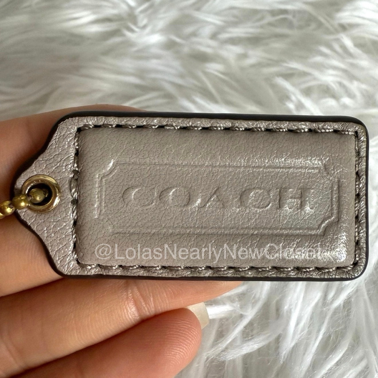 2" COACH Gray Fob Bag Charm Hang tag Hangtag