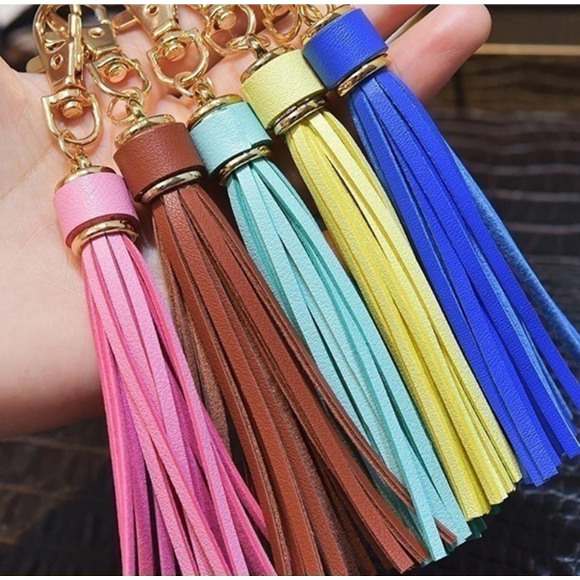 NEW Yellow Tassel Bag Charm Tassels Keychains Purse Charms