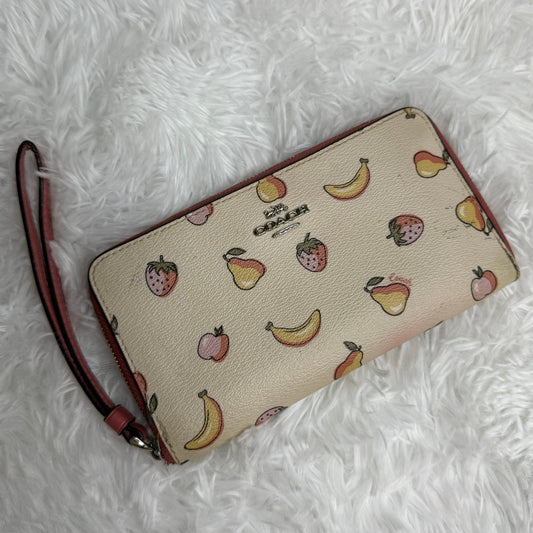 Coach Mixed Fruit Print Accordion Zip Wristlet Wallet