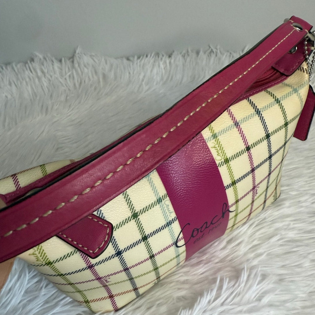 y2k COACH Heritage Plaid Mini Purse Shoulder Bag Wristlet
