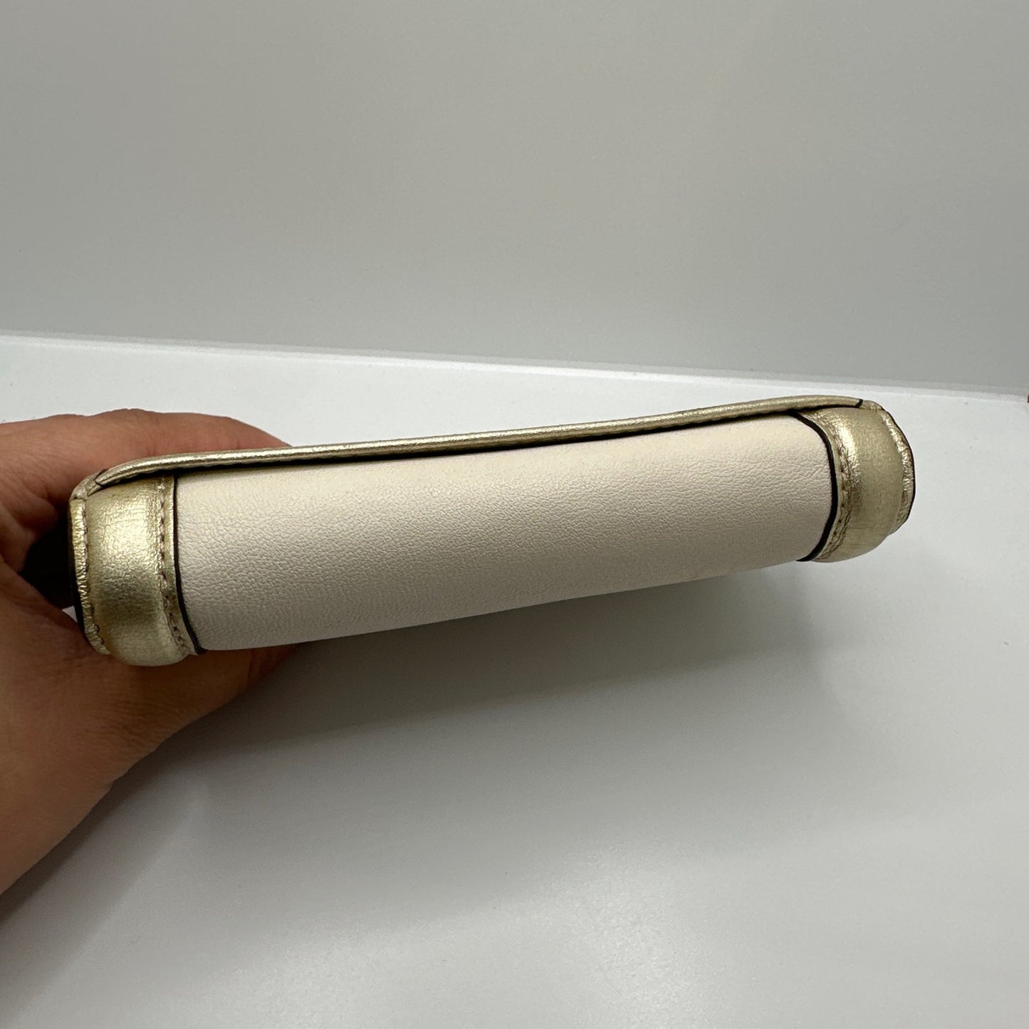 COACH Gold and off white Trifold Wallet