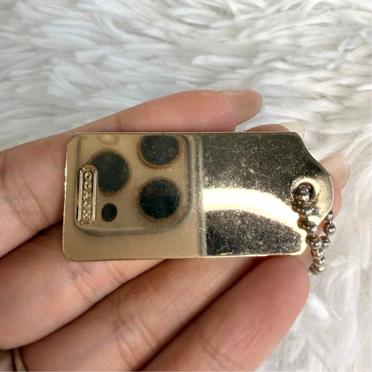 1.5 Coach Gold Metal Fob Bag Charm Hang tag Hangtag