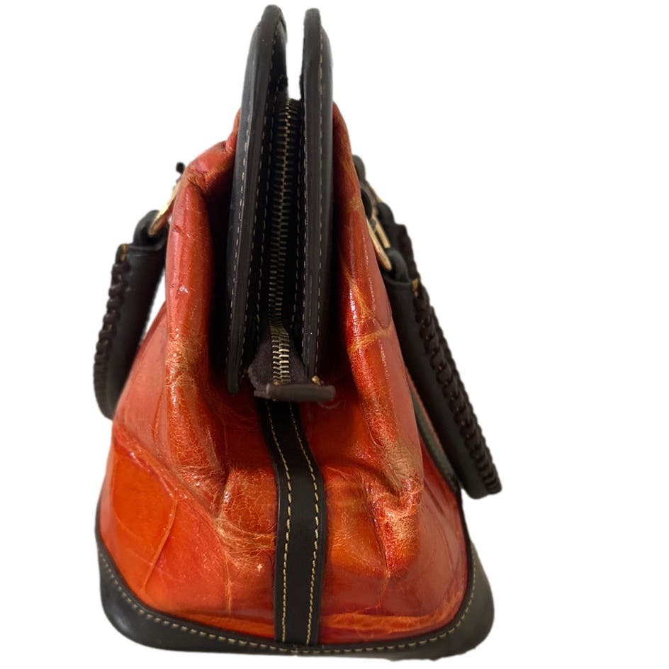DOONEY & BOURKE Animal Print Orange and Brown Top Handle Shoulder Bag