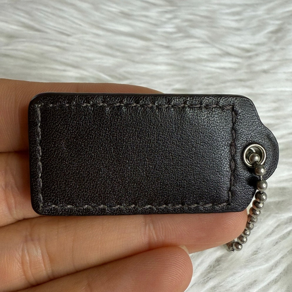 1.5" COACH Tan Black Fob Bag Charm Hang tag Hangtag