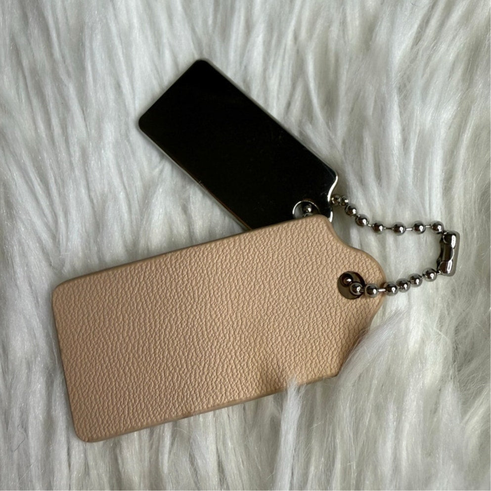 1.5" COACH Cream Silver Hang Tag Key Fob Bag Charm Set