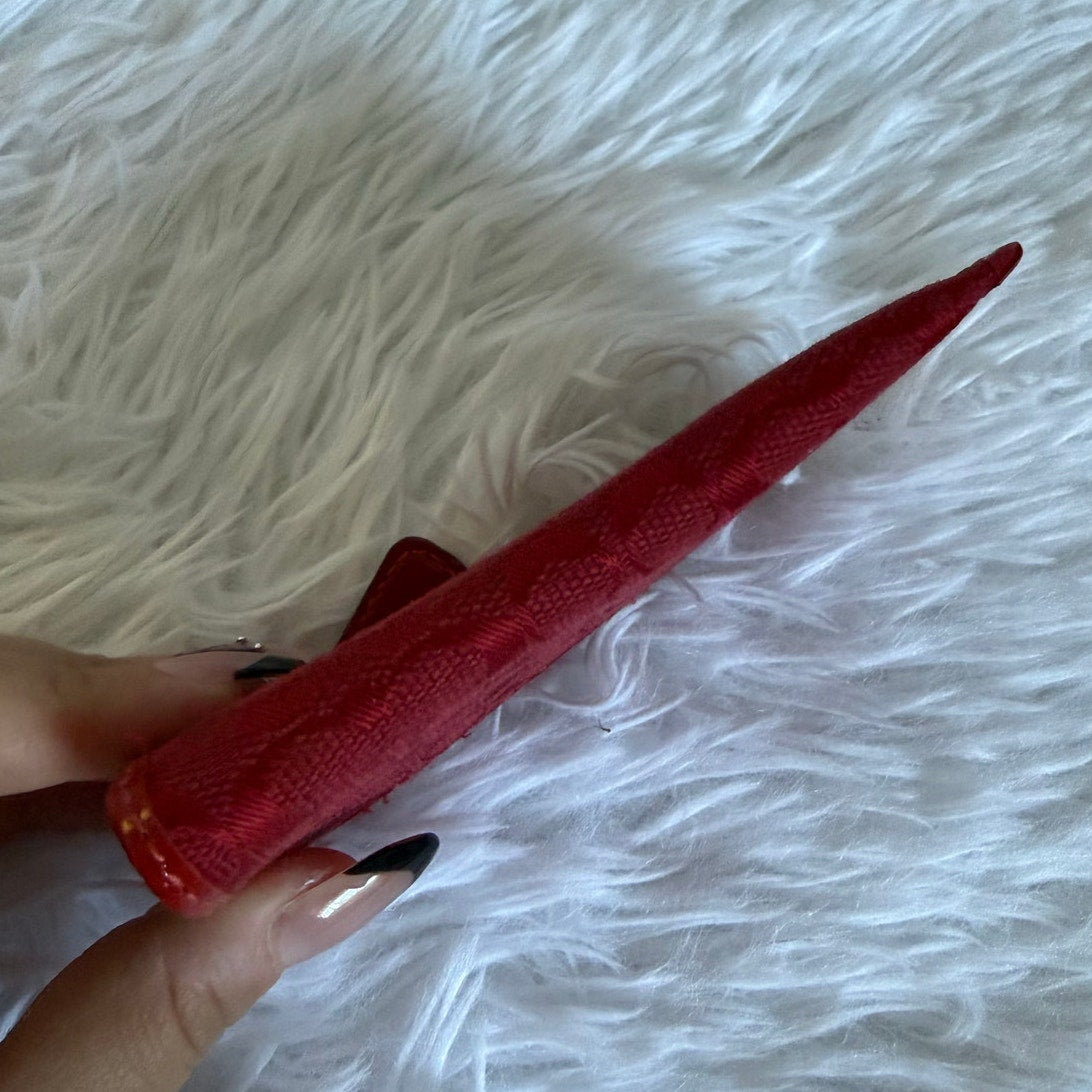 y2k Coach Vintage Red Signature Card Wallet with Chain Ring