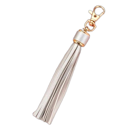 NEW Metallic Silver Tassel Bag Charm Tassels Keychains Purse Charms