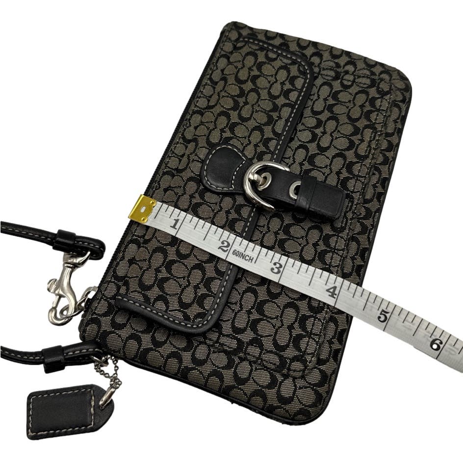 COACH Black and Gray Signature Canvas Wristlet