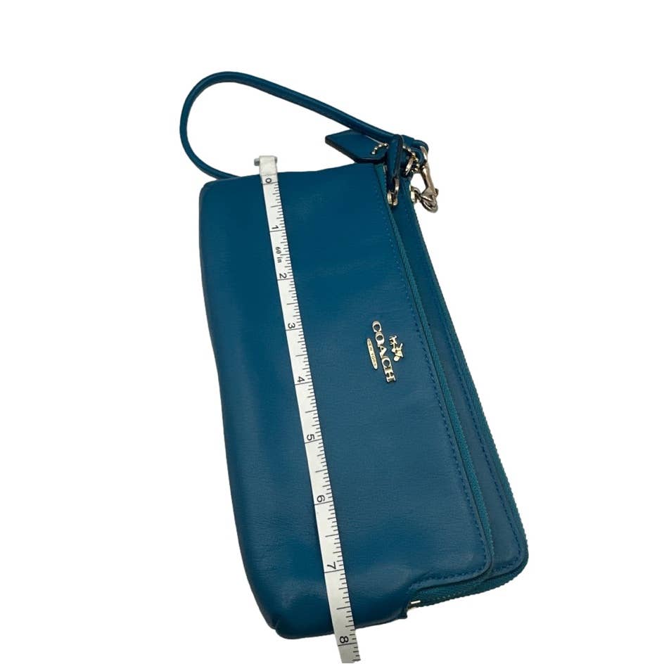 COACH Blue Double Zipper Wristlet