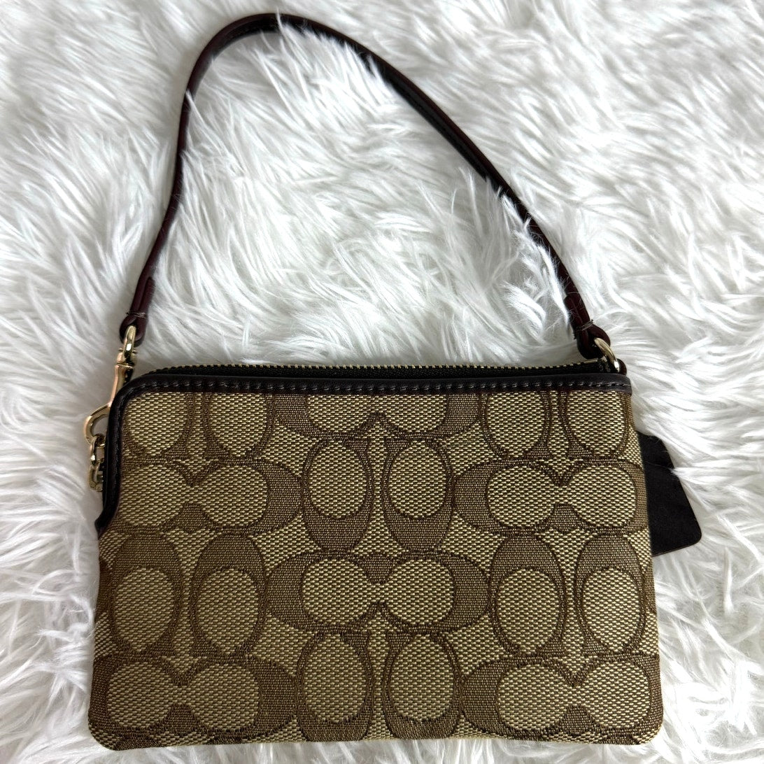 COACH Brown Signature Canvas Wristlet