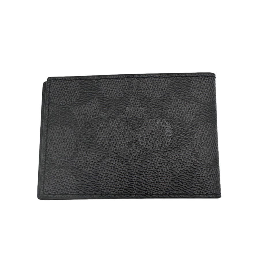 NWOT COACH Black Signature Coated Canvas Wallet / Cardholder