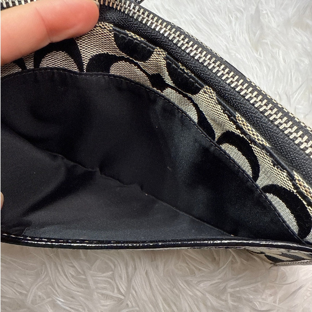 COACH Black Gray Signature Canvas Wallet Wristlet