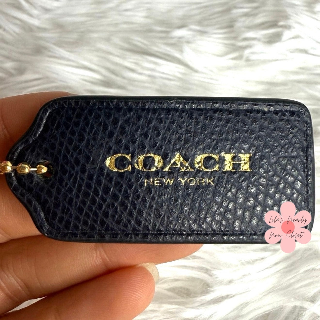 2" COACH Black Gold Fob Bag Charm Hang tag Hangtag