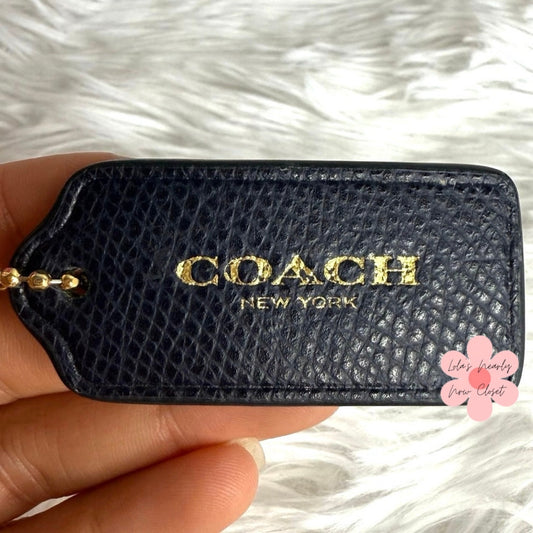 2" COACH Black Gold Fob Bag Charm Hang tag Hangtag