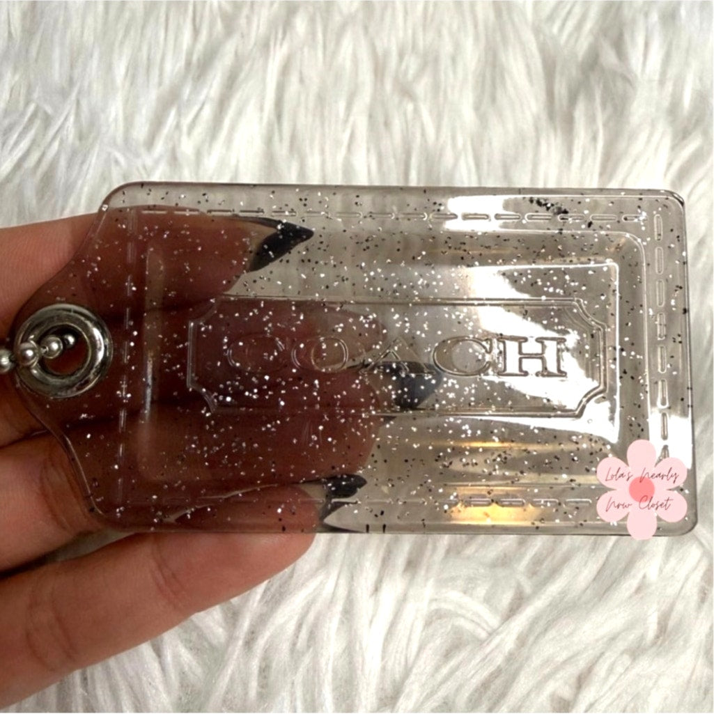 3" COACH Poppy Clear Gray Fob Bag Charm Hang tag Hangtag