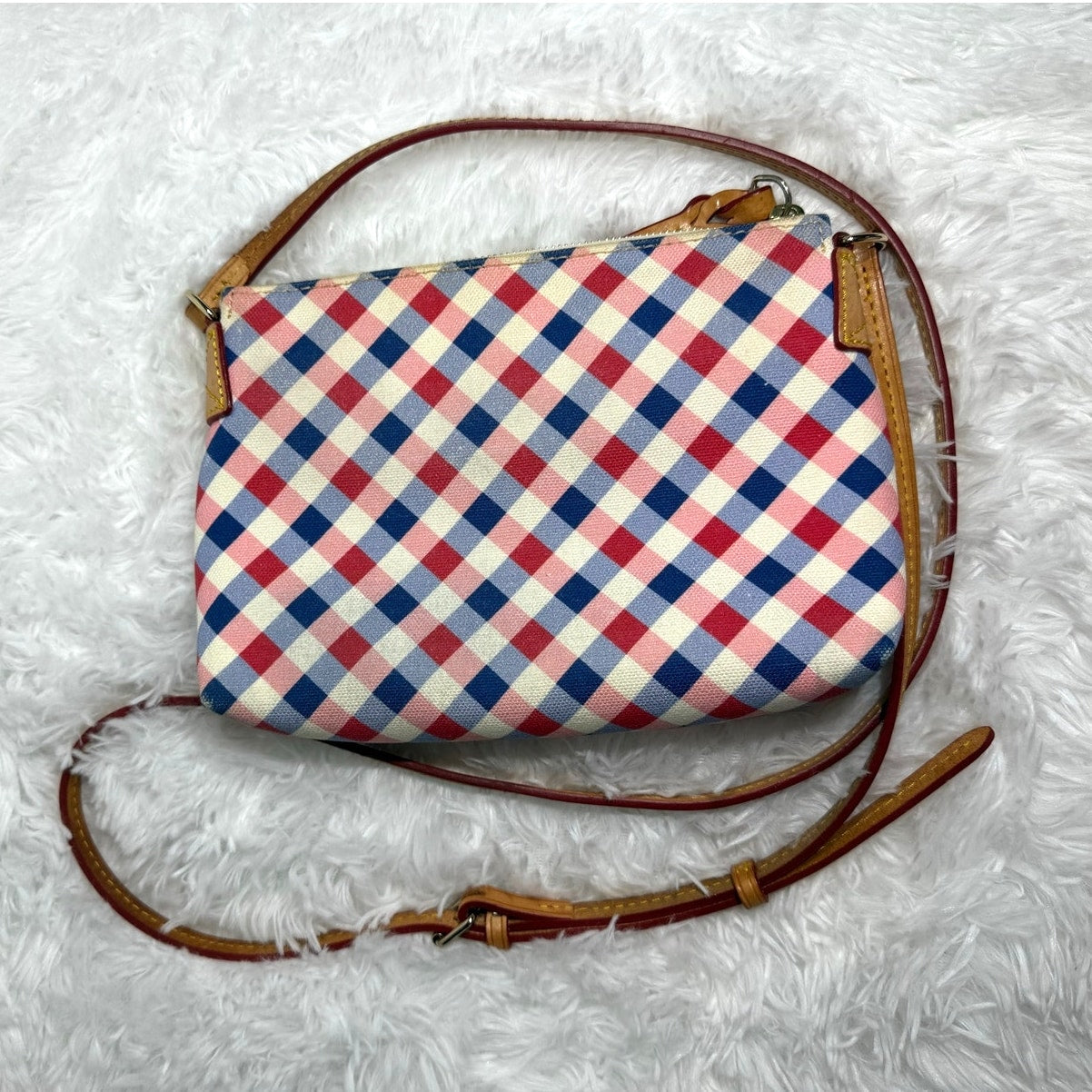 DOONEY & BOURKE Plaid Blue Red and White Canvas Crossbody