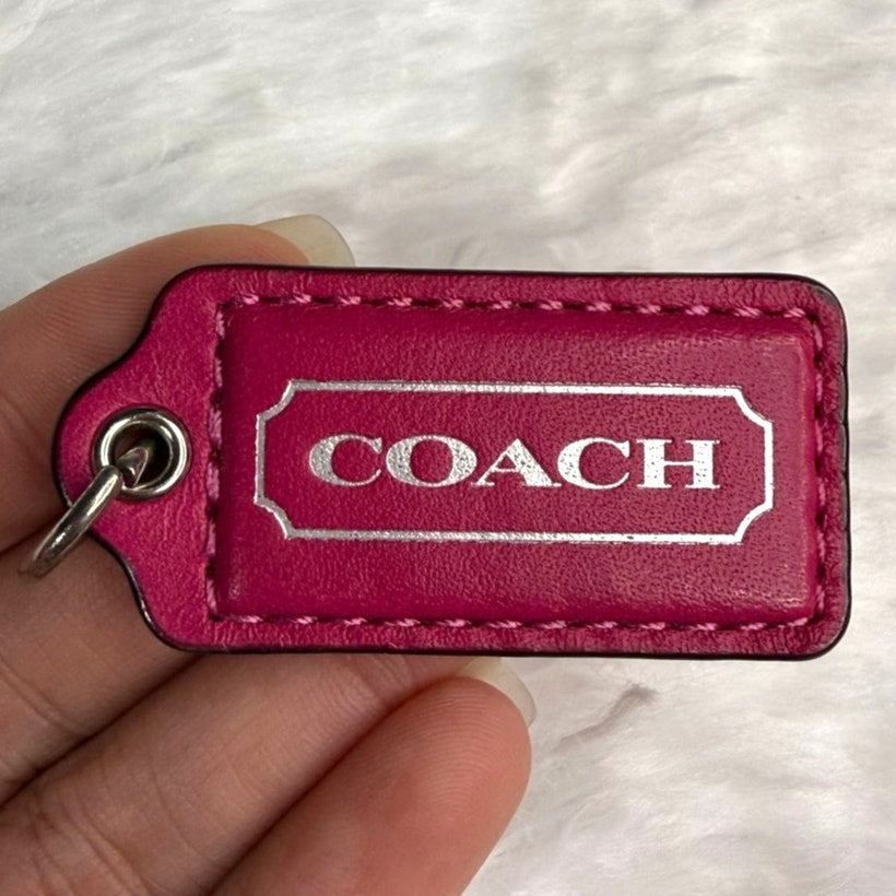 1.5" COACH Hot Pink Fob Bag Charm Hang tag Hangtag
