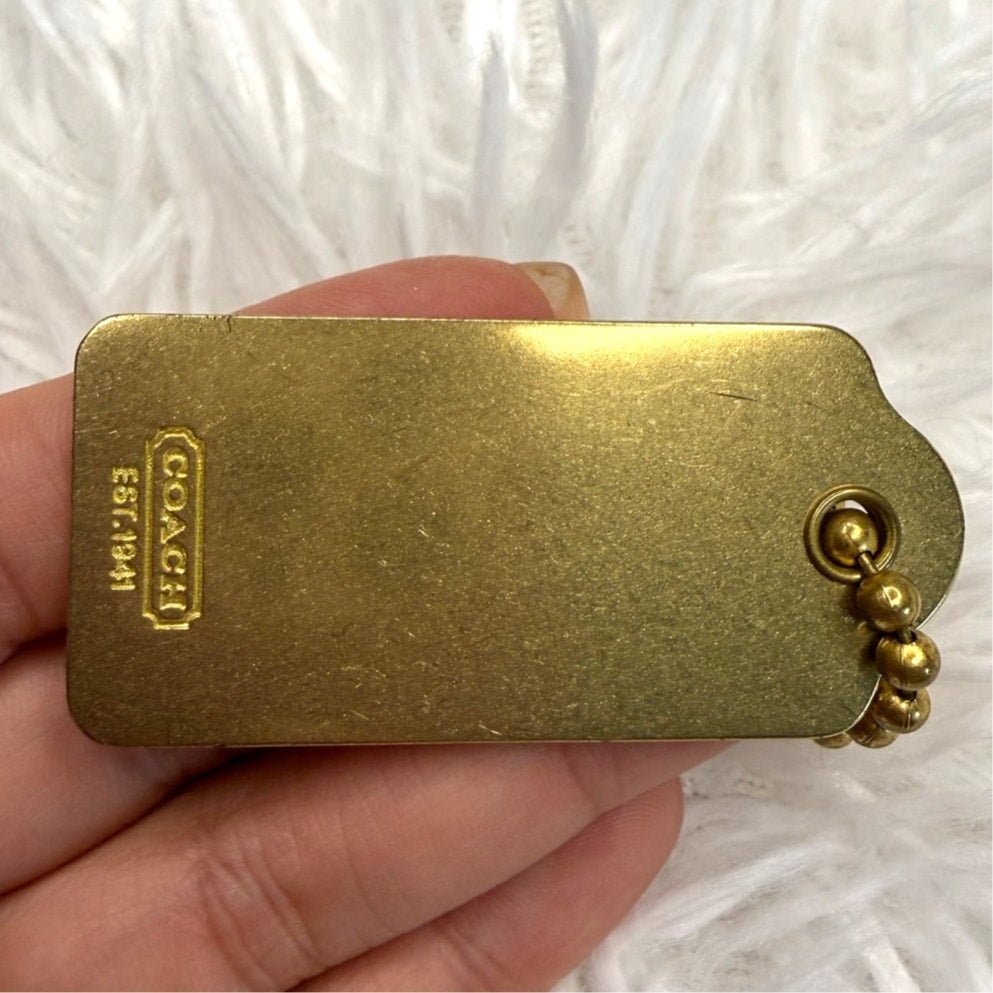 2" y2k COACH Vintage metal Fob Bag Charm Hang tag Hangtag
